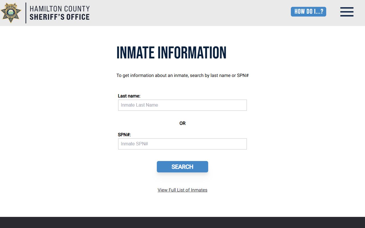 Chattanooga inmate population search on the Hamilton County Sheriff's Office portal