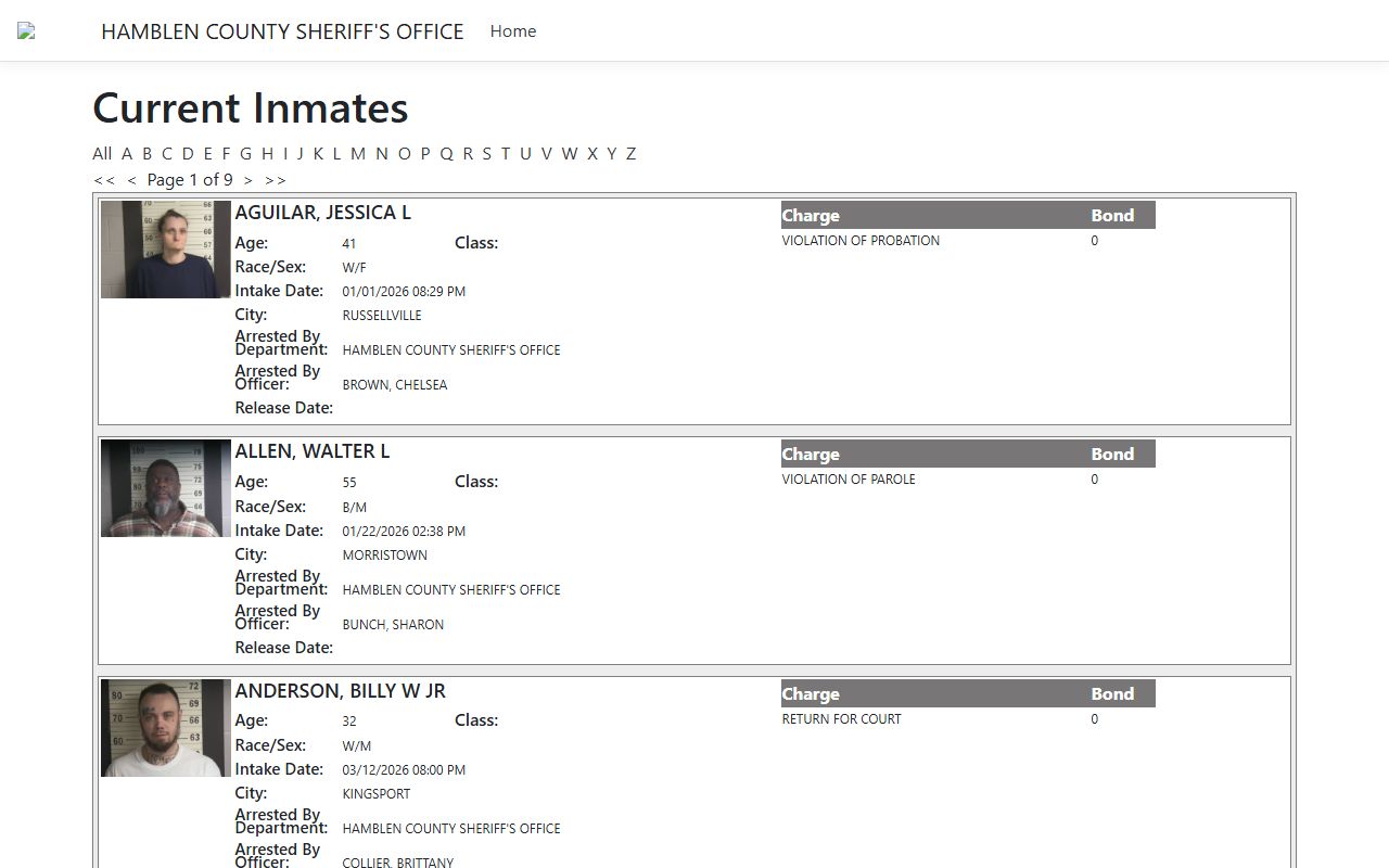 Morristown inmate population Hamblen County iSOM portal
