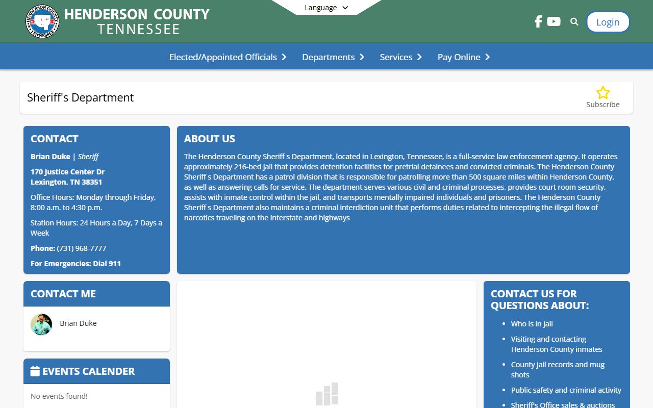 Henderson County inmate population sheriff department