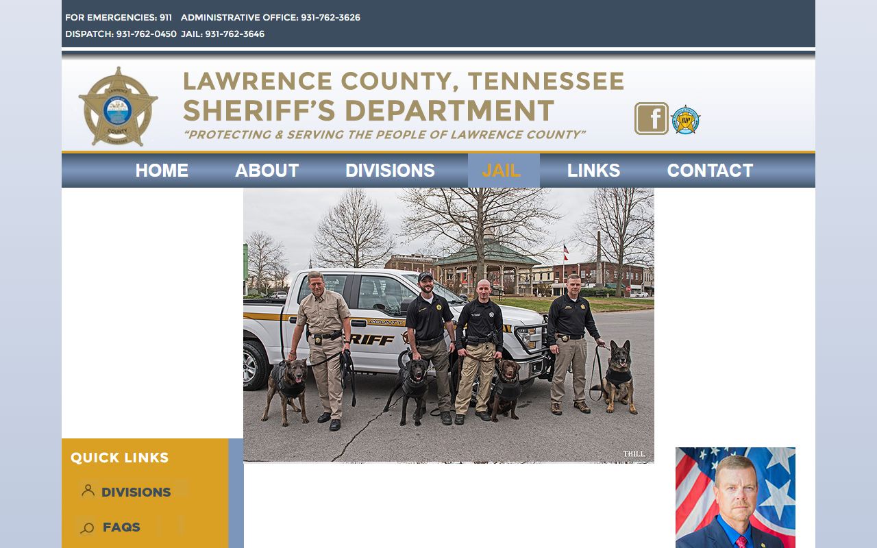 Lawrence County inmate population sheriff jail page