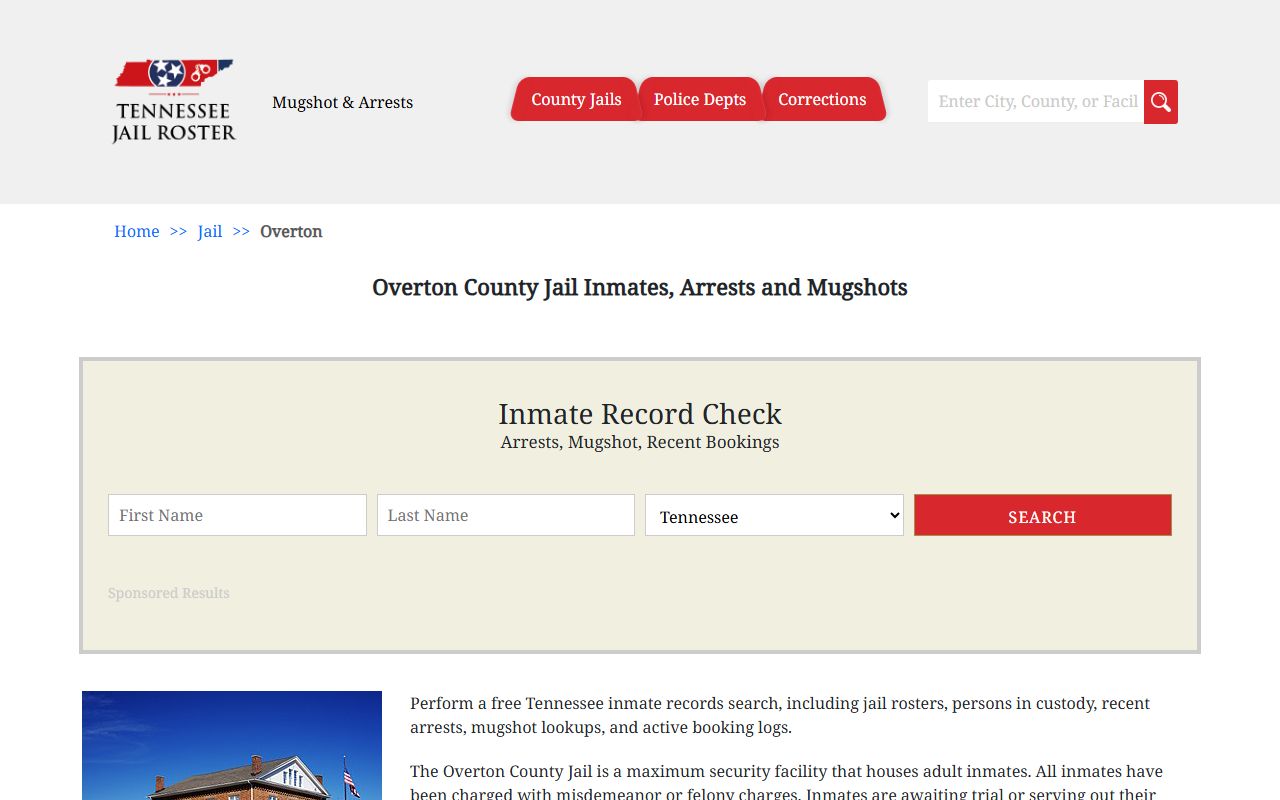 Overton County inmate population sheriff department page