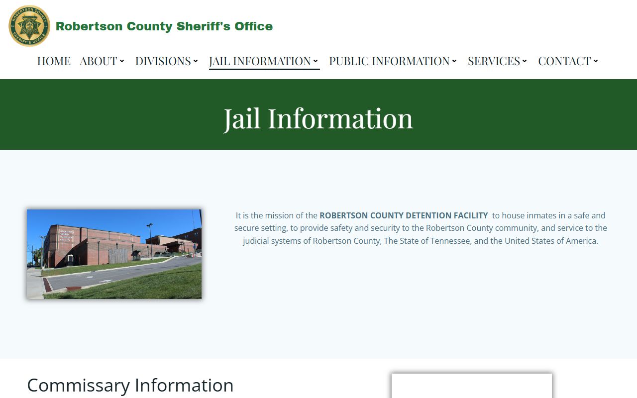 Robertson County inmate population jail information