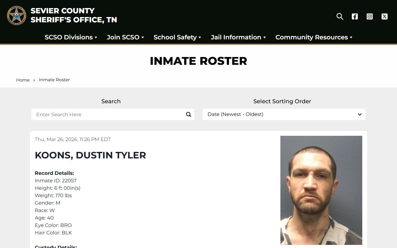 Sevier County inmate population inmate roster