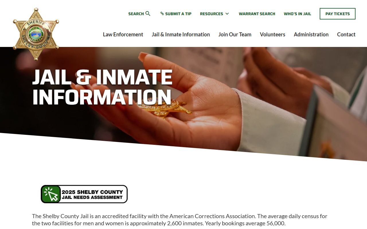 Shelby County inmate population jail information