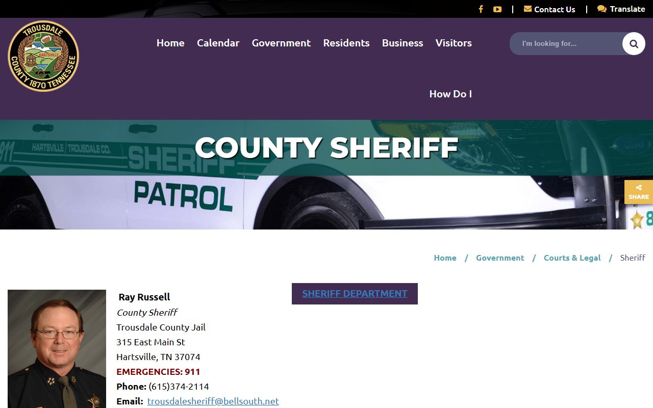 Trousdale County inmate population sheriff office